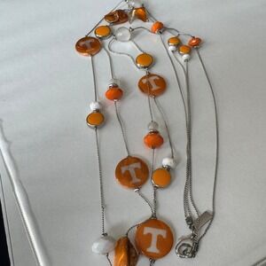 Accessory PLAYS Orange T Charm Layered Necklace Beads Tennessee Volunteers